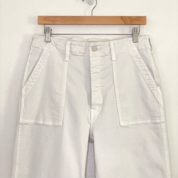 Mother Patch Pocket Private Ankle Fray Crop Jean Cream Puffs Off White 30 - Picture 8 of 16